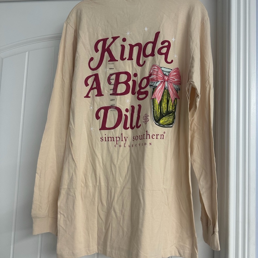 Simply Southern NWT Cream Kind of a Big Dill Long Sleeve T-shirt, Size L